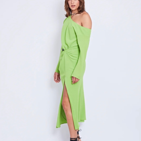 Pfeiffer Green off the shoulder dress - Picture 3 of 5